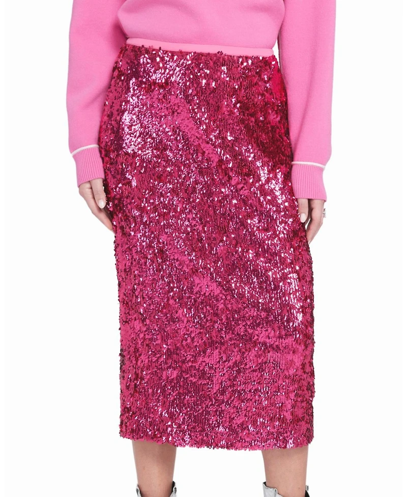 Elle Collection Women's Sequin Midi Skirt Pencil