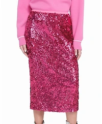 Elle Collection Women's Sequin Midi Skirt Pencil