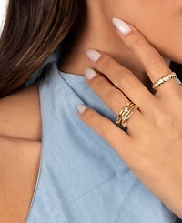 by Adina Eden Cubic Zirconia Gold Plated Graduated Scattered Bezel Ring