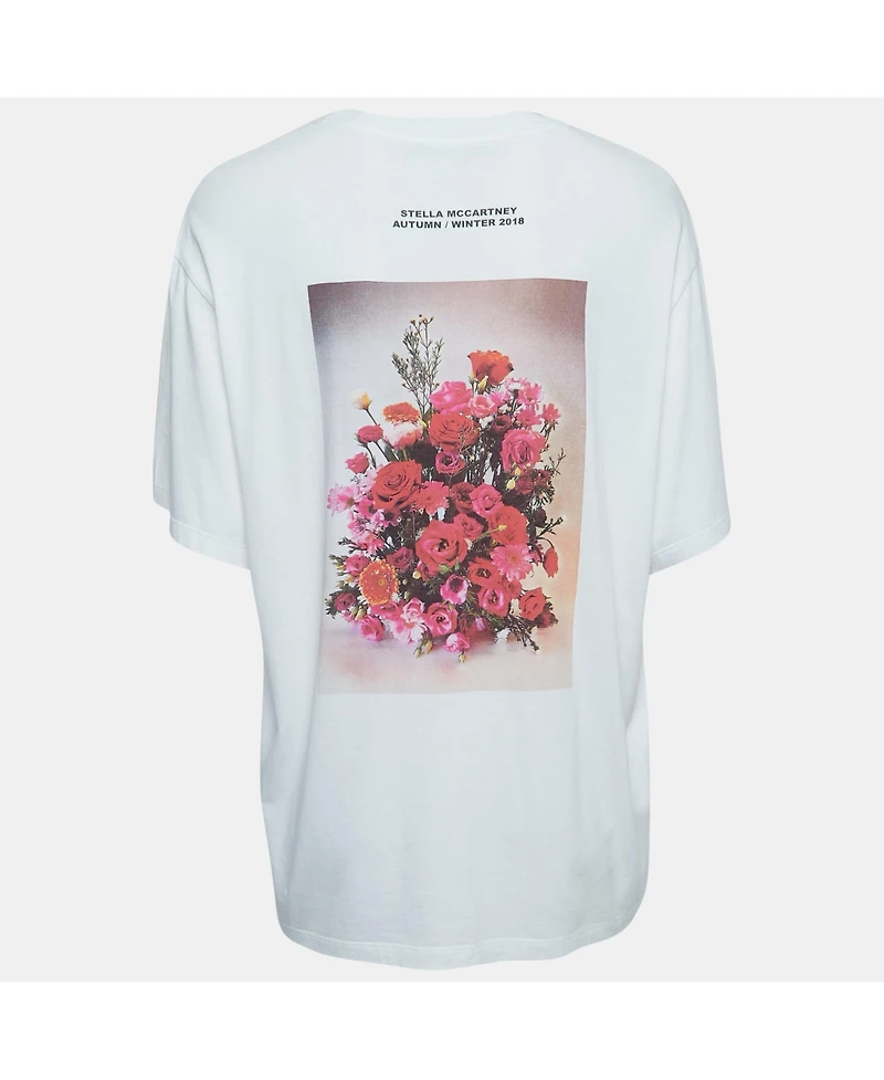 Pre-Owned Stella Mccartney Women's White Graphic Print Half Sleeve T-Shirt