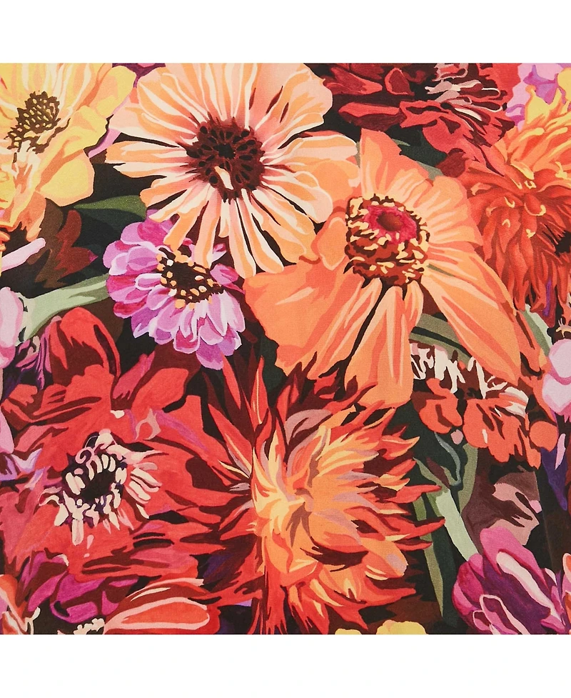 Pre-Owned Stella Mccartney Women's Red Poppy Print Silk Long Sleeve Blouse