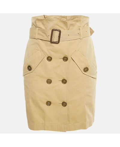 Pre-Owned Burberry Women's Brit Beige Cotton Belted Mini Skirt