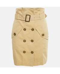 Pre-Owned Burberry Women's Brit Beige Cotton Belted Mini Skirt