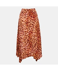 Pre-Owned Stella Mccartney Women's Brown Leopard Print Silk Flared Midi Skirt