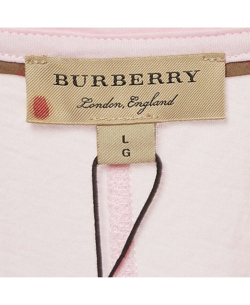 Pre-Owned Burberry Women's Logo Embroidered Cotton V-Neck T-Shirt