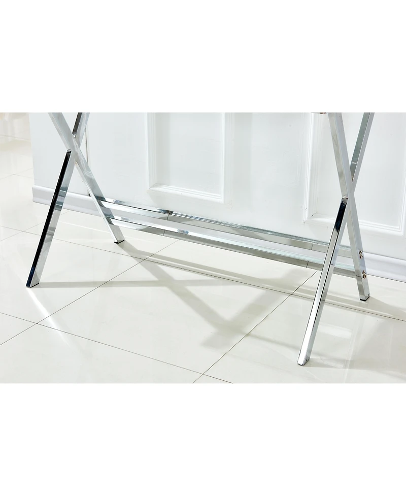 Lovmor Glass Computer Desk, Transparent Tempered Glass Laptop Table with Rounded Edges Desks, Sofa Table