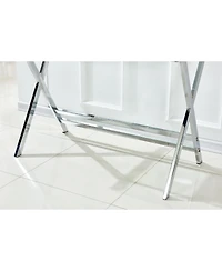 Lovmor Glass Computer Desk, Transparent Tempered Glass Laptop Table with Rounded Edges Desks, Sofa Table