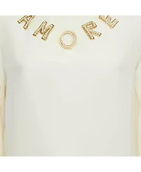 Pre-Owned Dolce & Gabbana Women's Cream Amore Silk Blouse
