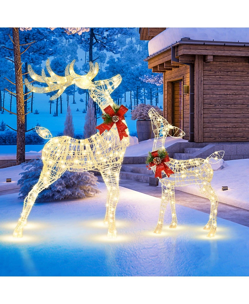 Costway 4.4FT Lighted Standing Reindeer Christmas Decoration Pre-Lit 120 Led Bulbs