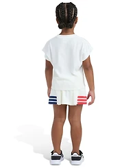adidas Girls' 2T-6X Crewneck T-Shirt and Pleated Skort, 2-Piece Set