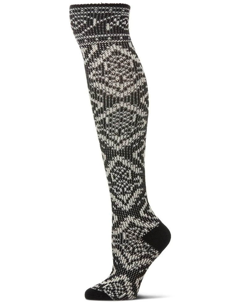 MeMoi Women's Damask Acrylic and Wool Blend Over The Knee Socks