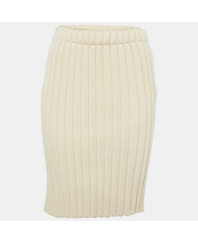 Pre-Owned Dolce & Gabbana Women's Cream Rib Knit Pencil Skirt