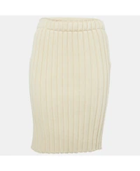 Pre-Owned Dolce & Gabbana Women's Cream Rib Knit Pencil Skirt