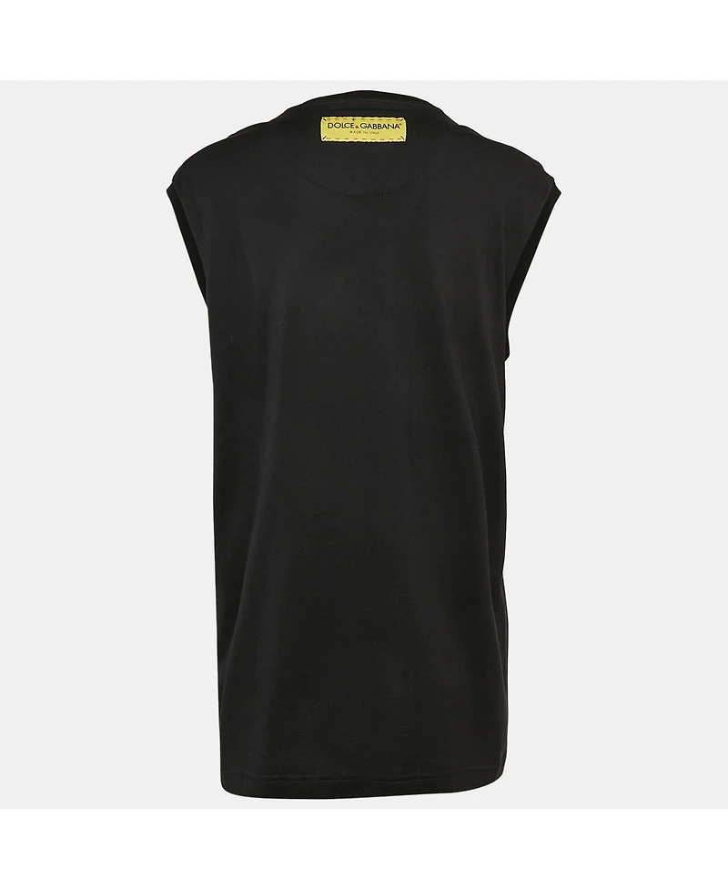Pre-Owned Dolce & Gabbana Women's Black Dgcool Print Jersey Sleeveless T-Shirt