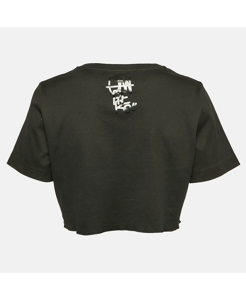 Pre-Owned Dolce & Gabbana Women's Black Printed Cotton Crop Top