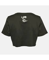 Pre-Owned Dolce & Gabbana Women's Black Printed Cotton Crop Top