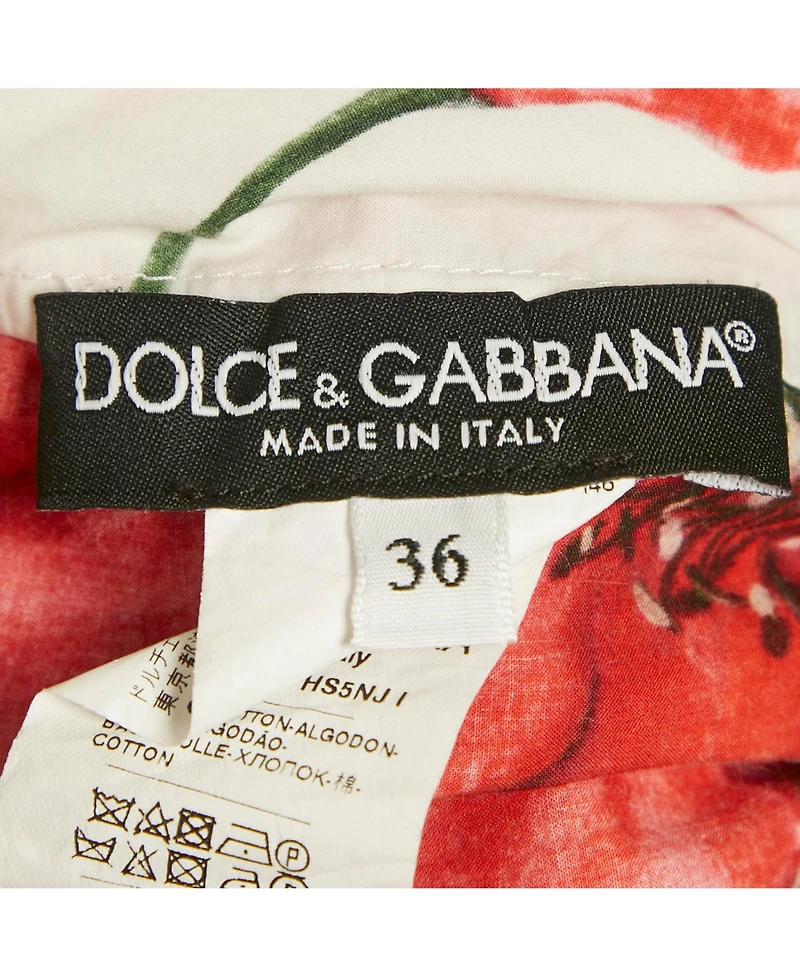 Pre-Owned Dolce & Gabbana Women's Poopy Print Cotton Off Shoulder Crop Top