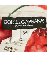 Pre-Owned Dolce & Gabbana Women's Poopy Print Cotton Off Shoulder Crop Top