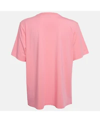Pre-Owned Burberry Women's Pink Logo Print Cotton And Modal Crew Neck T-Shirt
