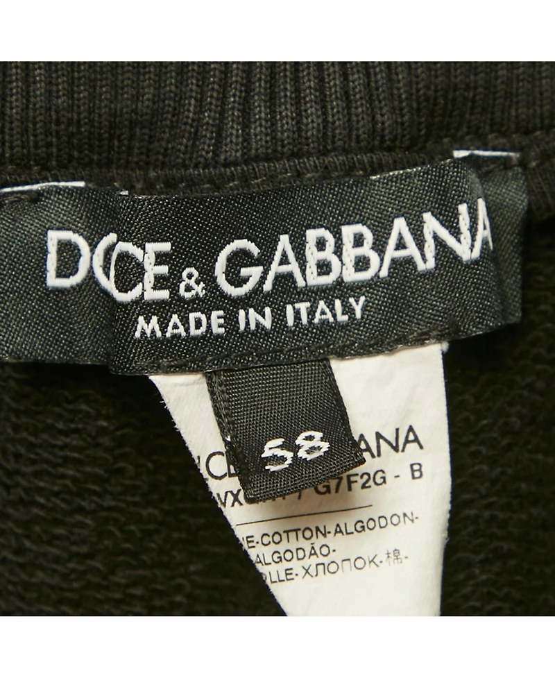 Pre-Owned Dolce & Gabbana Men's Black Cotton Logo Plaque Detail Jogger