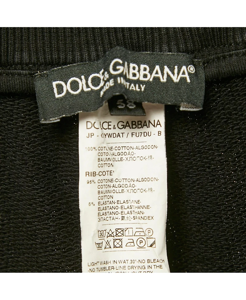 Pre-Owned Dolce & Gabbana Men's Black Cotton Logo Plaque Joggers