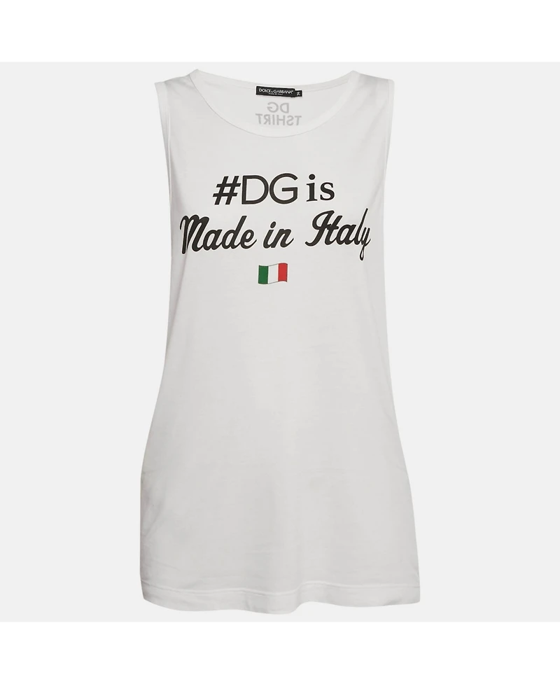Pre-Owned Dolce & Gabbana Women's #dg Print Jersey Tank Top