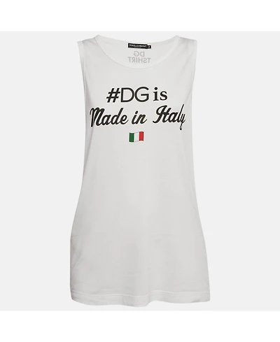 Pre-Owned Dolce & Gabbana Women's #dg Print Jersey Tank Top