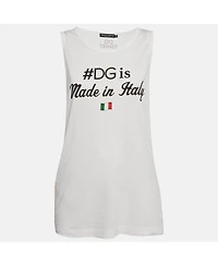 Pre-Owned Dolce & Gabbana Women's #dg Print Jersey Tank Top
