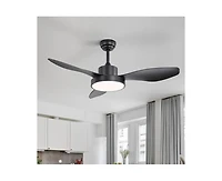 Sofucor 47-inch Modern Black 3 Blades Ceiling Fan with Six-Speed Remote Control and Timing Function and Light Kit