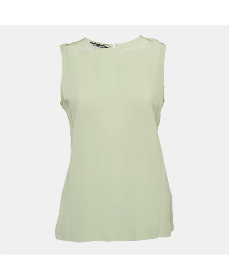 Pre-Owned Dolce & Gabbana Women's Green Silk Sleeveless Top