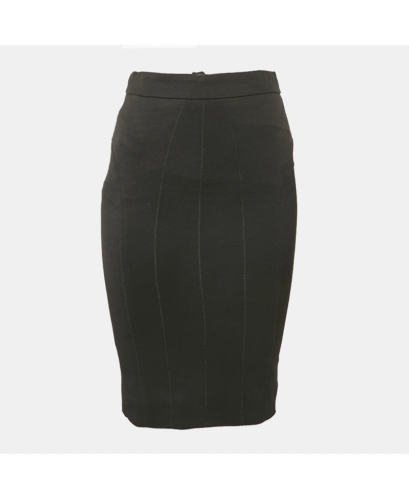 Pre-Owned Dolce & Gabbana Women's Black Textured Stretch Crepe Knee-Length Skirt