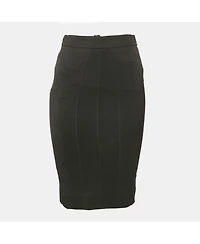 Pre-Owned Dolce & Gabbana Women's Black Textured Stretch Crepe Knee-Length Skirt