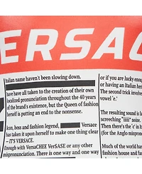 Pre-Owned Versace Women's White Newspaper Print Cotton Crew Neck T-Shirt