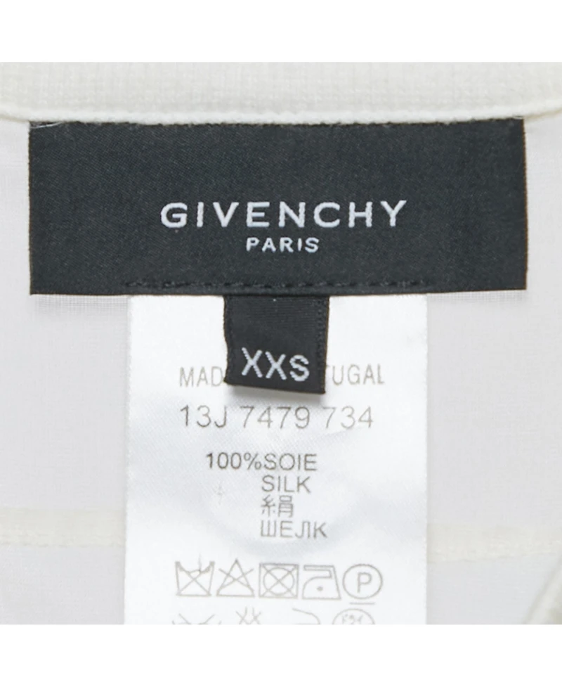 Pre-Owned Givenchy Women's Off White Printed Silk High Low Hem Pullover