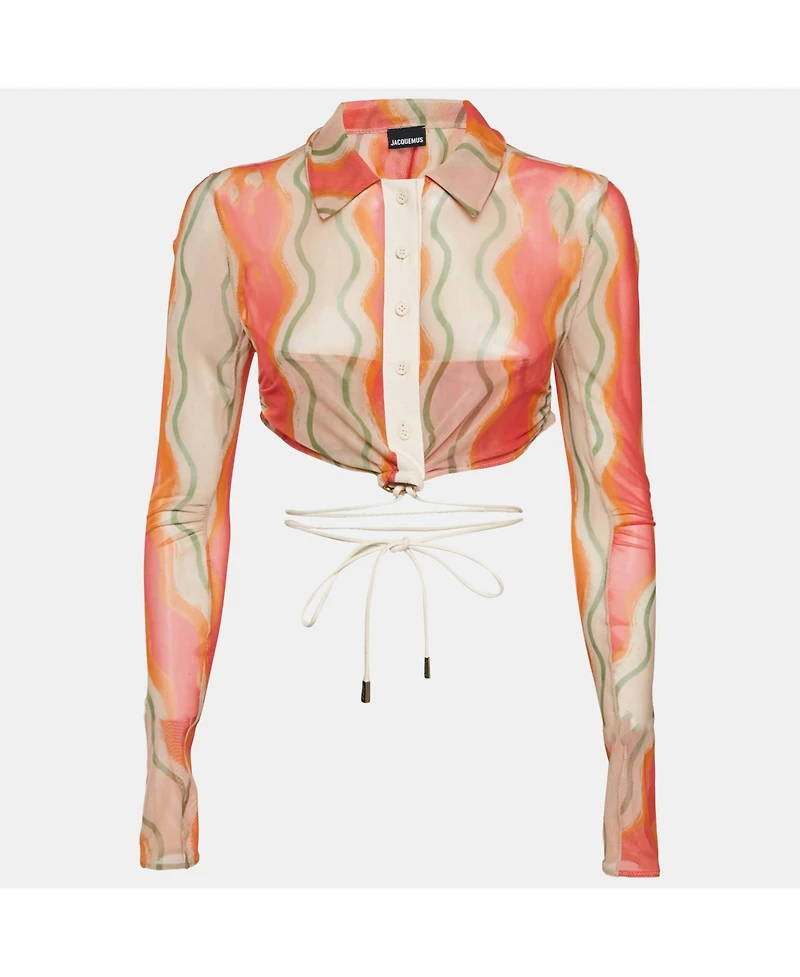 Pre-Owned Jacquemus Women's Multicolor Mesh Le Raphia La Chemise Abaca Crop Top