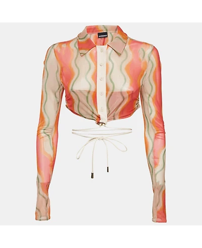 Pre-Owned Jacquemus Women's Multicolor Mesh Le Raphia La Chemise Abaca Crop Top