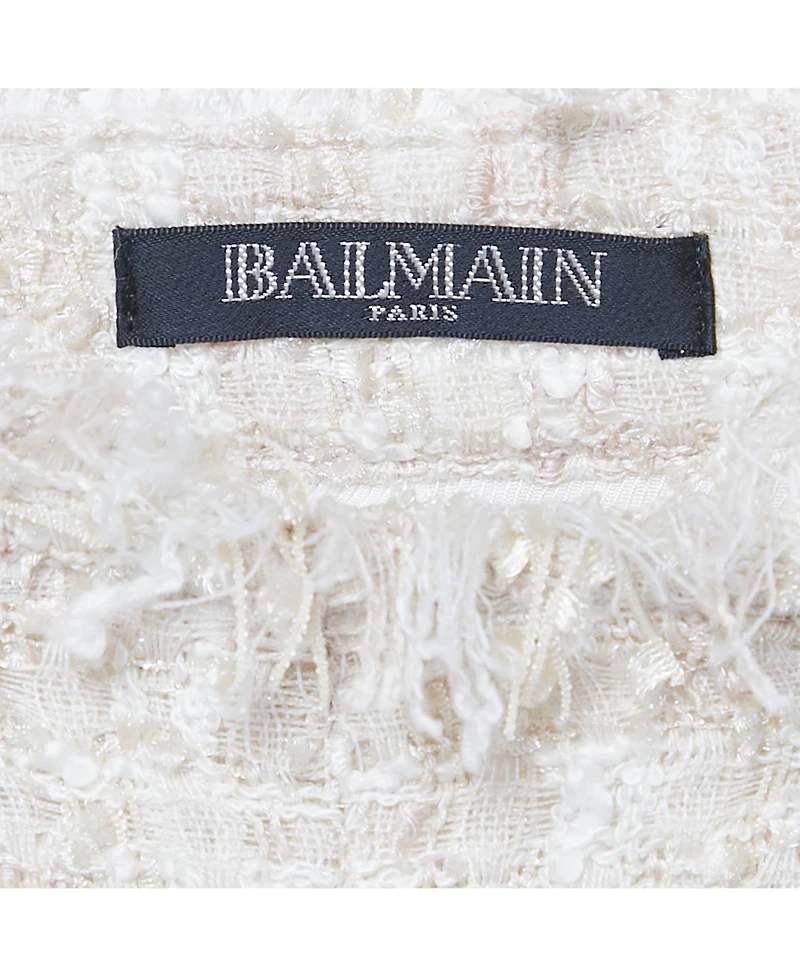 Pre-Owned Balmain Women's Cream Tweed Raw Edge Detail Shorts
