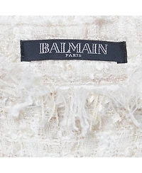 Pre-Owned Balmain Women's Cream Tweed Raw Edge Detail Shorts