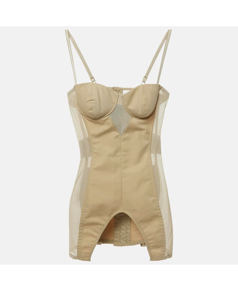 Pre-Owned Burberry Women's Beige Cotton And Mesh Panaled Top