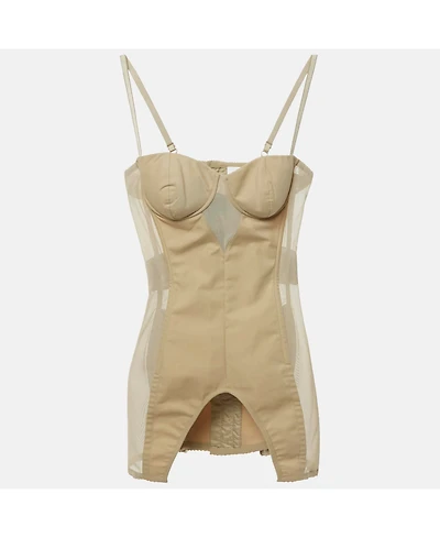 Pre-Owned Burberry Women's Beige Cotton And Mesh Panaled Top