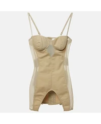 Pre-Owned Burberry Women's Beige Cotton And Mesh Panaled Top