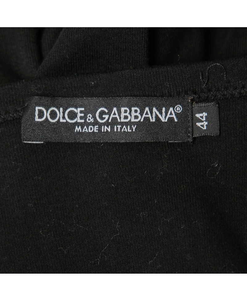 Pre-Owned Dolce & Gabbana Women's Black And Beige Dice Key Printed Silk Short Sleeve Top