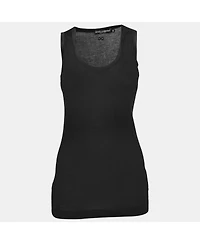 Pre-Owned Dolce & Gabbana Women's Black Cotton Knit & Satin Trim Tank Top