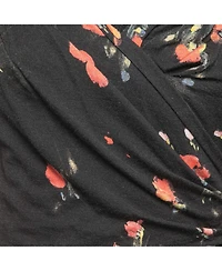 Pre-Owned Dolce & Gabbana Women's Black Floral Print Knit Draped Long Sleeve Top