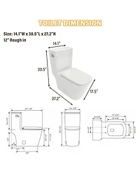 Casainc One Piece Modern Elongated Bathroom Fixture,Siphonic Jet,Comfort Chair Height,Soft-Close Seat,Glazed Surface