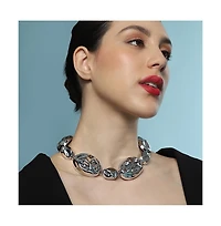 Women's The Chunky Dented-Pierre Collar Necklace - Chrome Silver