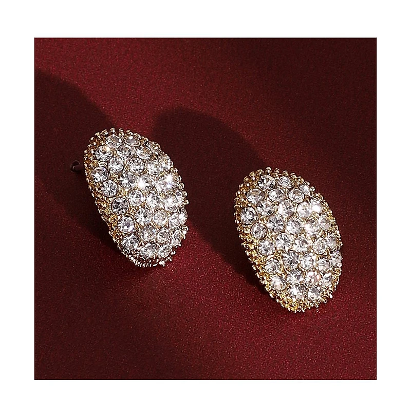 Women's The Bijou-Oval Stud Earrings - Crystal Silver