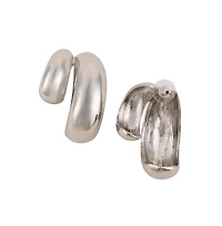 Women's The Chunky-Unbalanced Half-Hoop Earrings - Metallic Silver