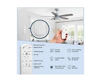 Sofucor 52-inch Grain Farmhouse Gray Wood 5-blade Ceiling Fan with Light Kit and Remote Control