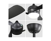 52-inch Modern Black Ceiling Fan with Led Light and Remote Control Dc Motor